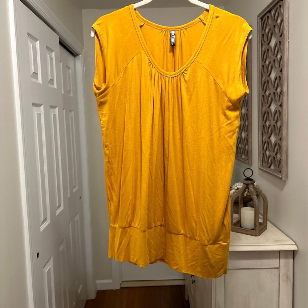Yellow Scoop Neck Women's Top